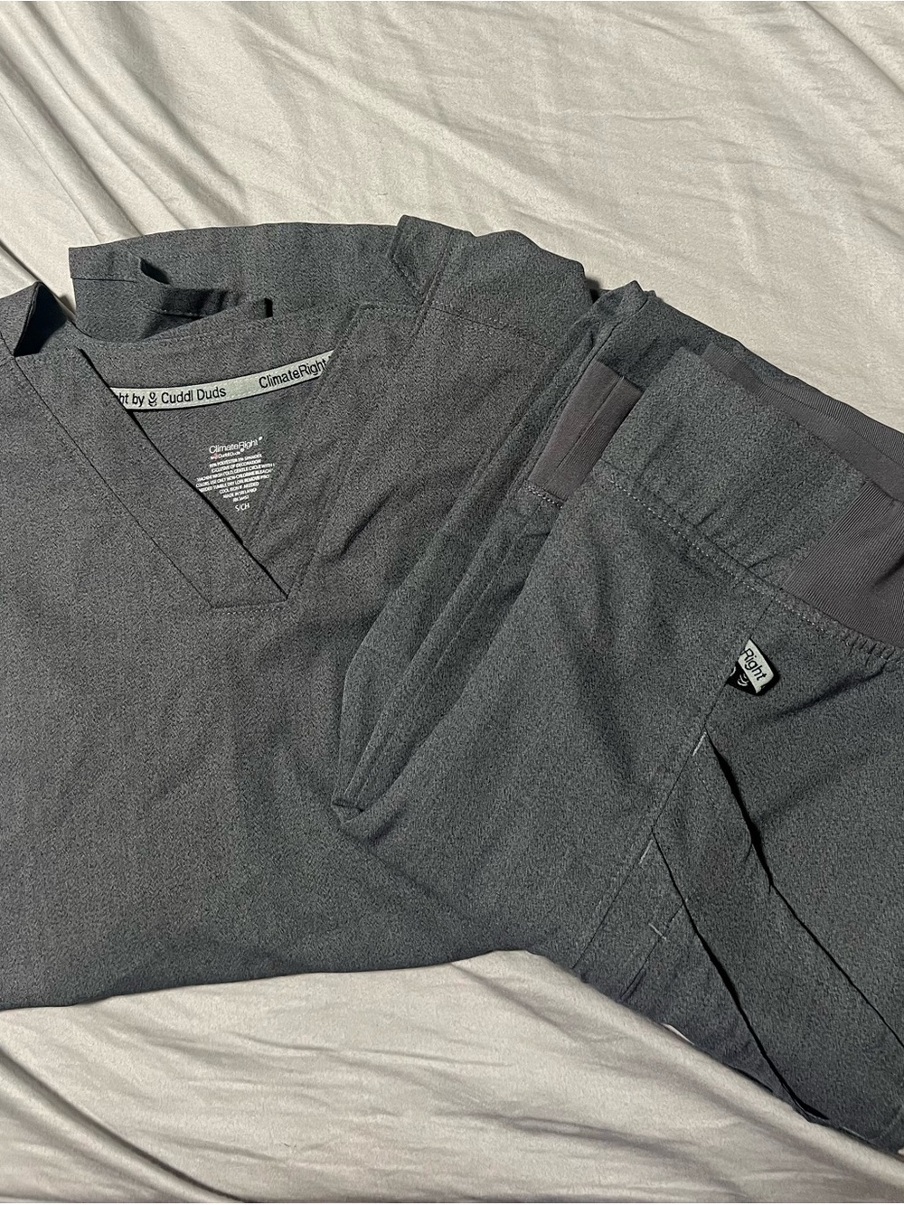 Cuddl Duds Women's V-Neck Top and Pants Set in Charcoal Gray